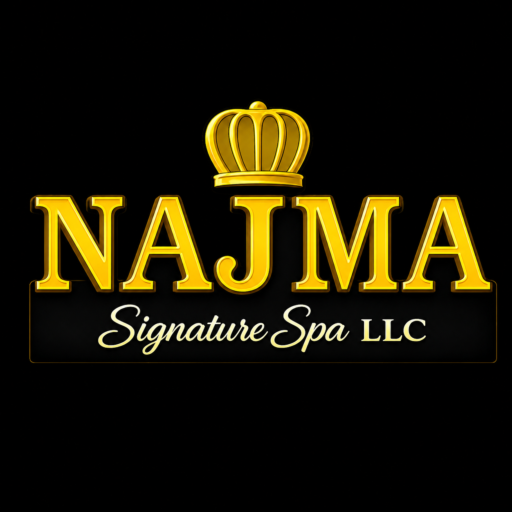 Najma Signature Spa LLC logo with crown emblem, licensed massage spa in Al Rashidiya, Ajman